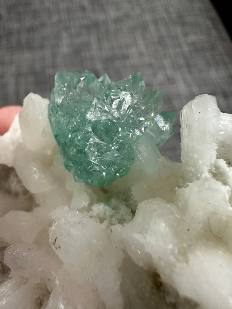 Green Apophyllite Flower with Stilbite