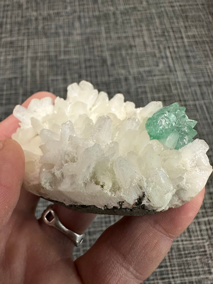 Green Apophyllite Flower with Stilbite