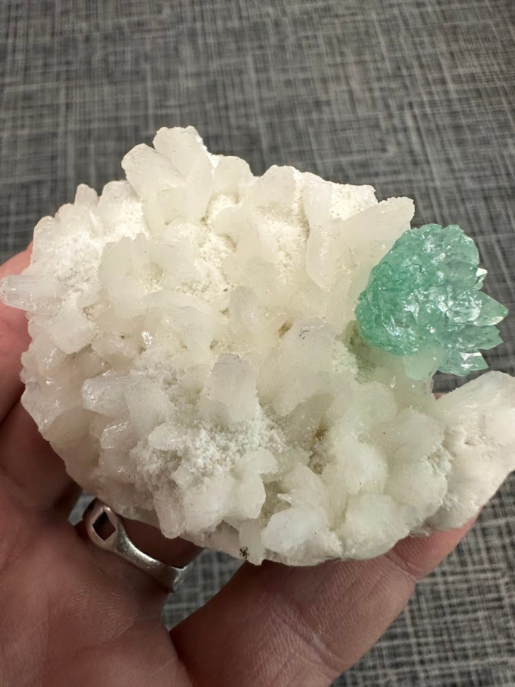 Green Apophyllite Flower with Stilbite