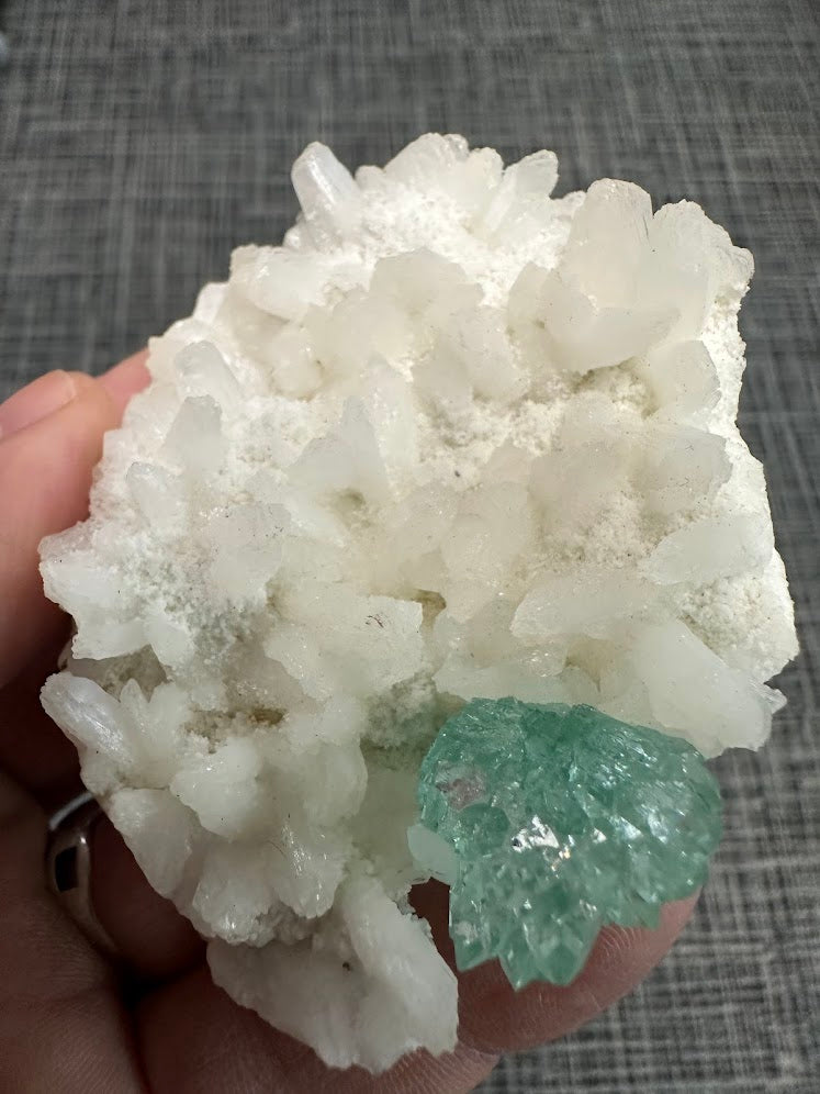 Green Apophyllite Flower with Stilbite