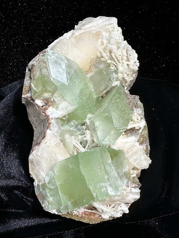 Green Apophyllite with Stilbite and Scolecite