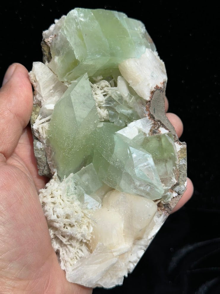 Green Apophyllite with Stilbite and Scolecite