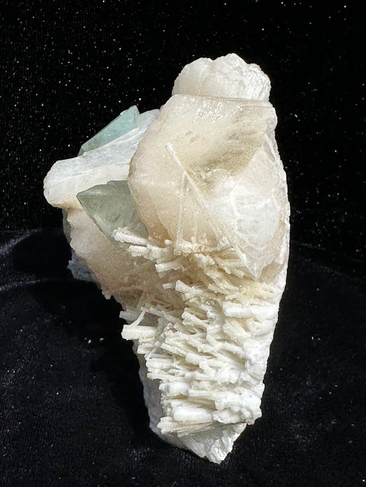 Green Apophyllite with Stilbite and Scolecite