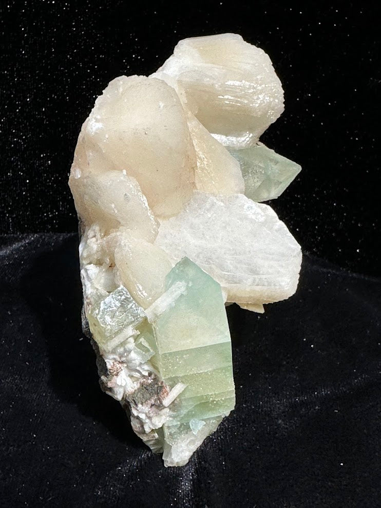 Green Apophyllite with Stilbite and Scolecite