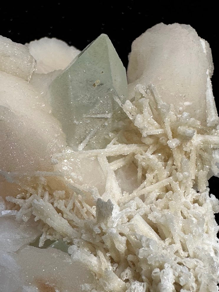 Green Apophyllite with Stilbite and Scolecite