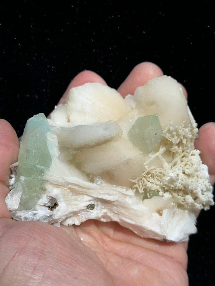 Green Apophyllite with Stilbite and Scolecite