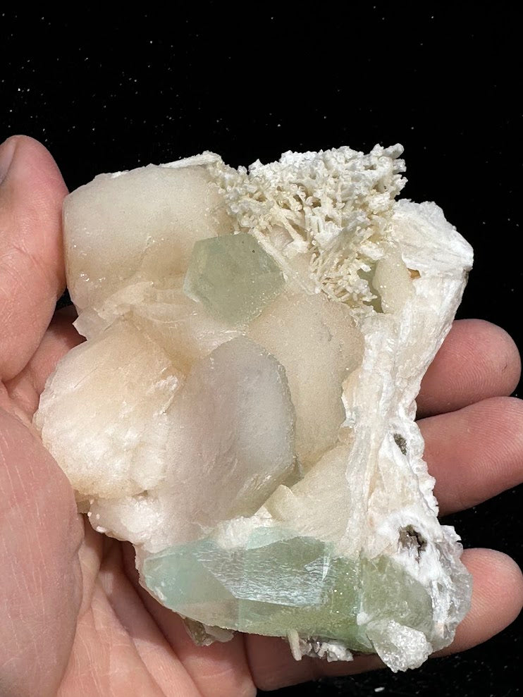 Green Apophyllite with Stilbite and Scolecite