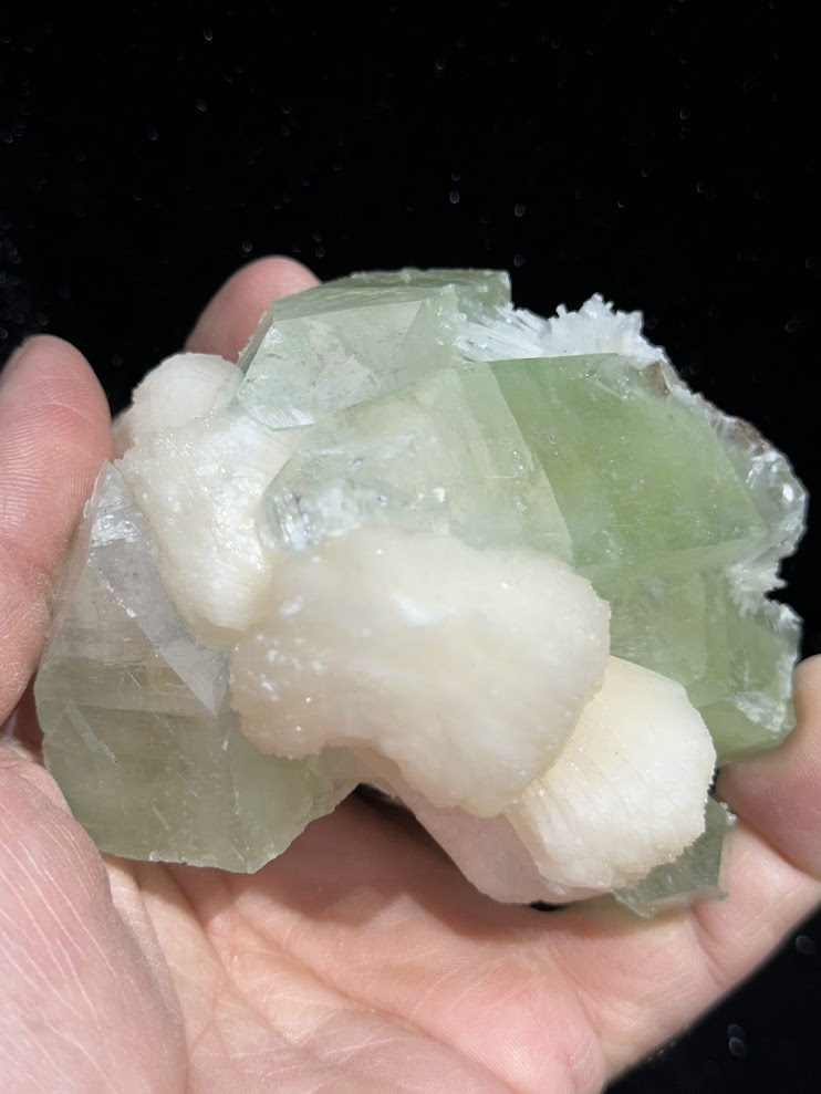Green Apophyllite With Stilbite and Scolecite