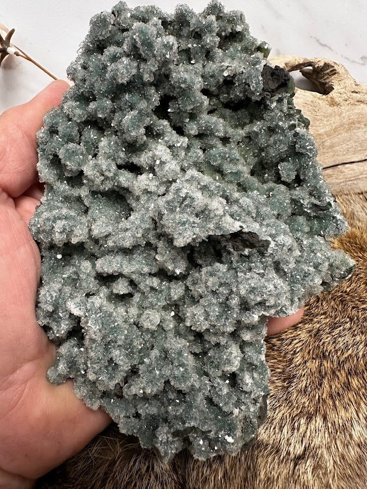 Green Drusy Heulandite Mineral Specimen