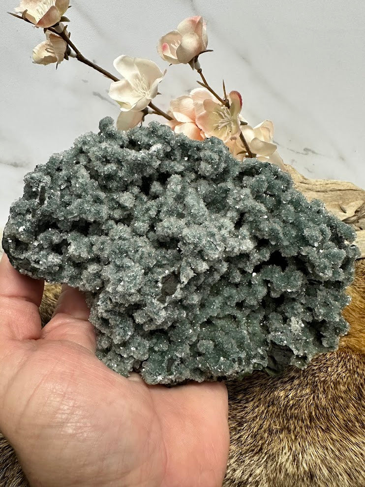 Green Drusy Heulandite Mineral Specimen