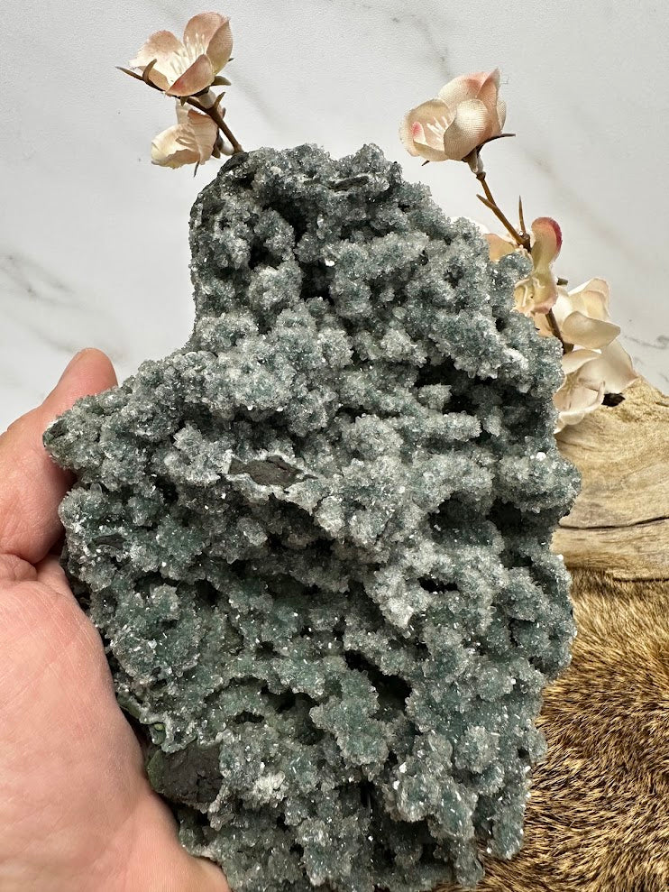 Green Drusy Heulandite Mineral Specimen