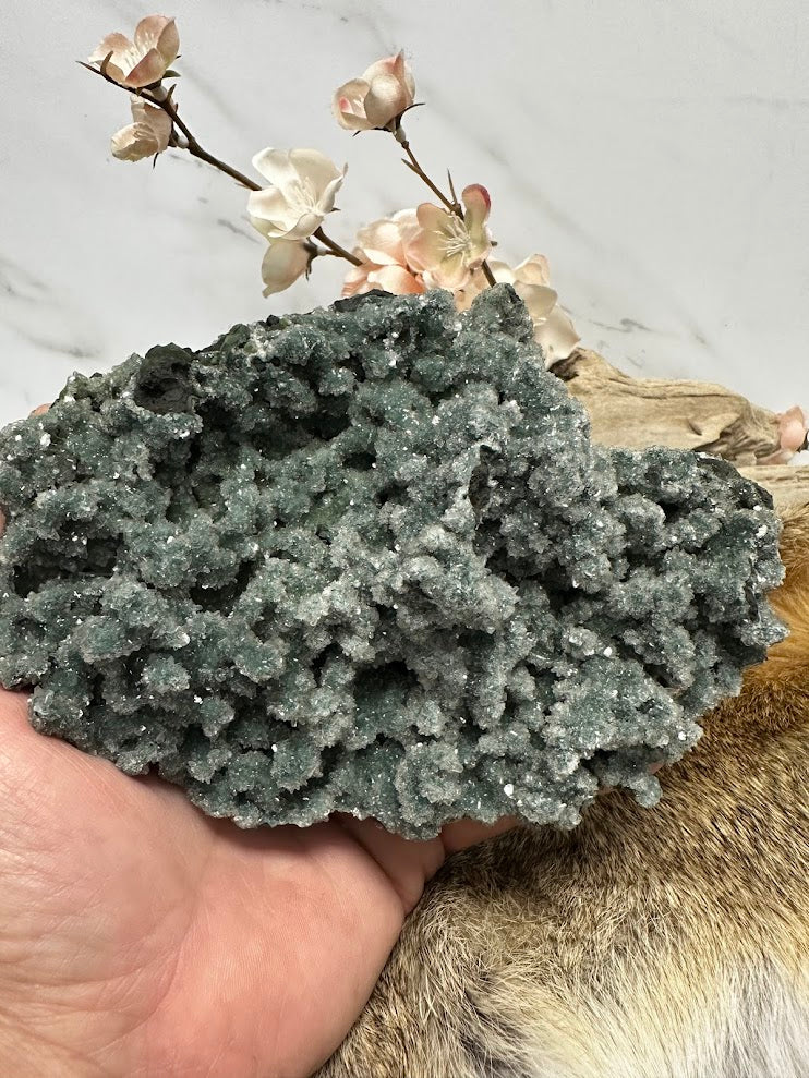 Green Drusy Heulandite Mineral Specimen