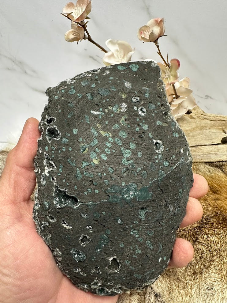Green Drusy Heulandite Mineral Specimen