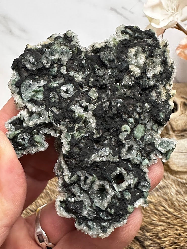 Green Drusy Heulandite Mineral Specimen
