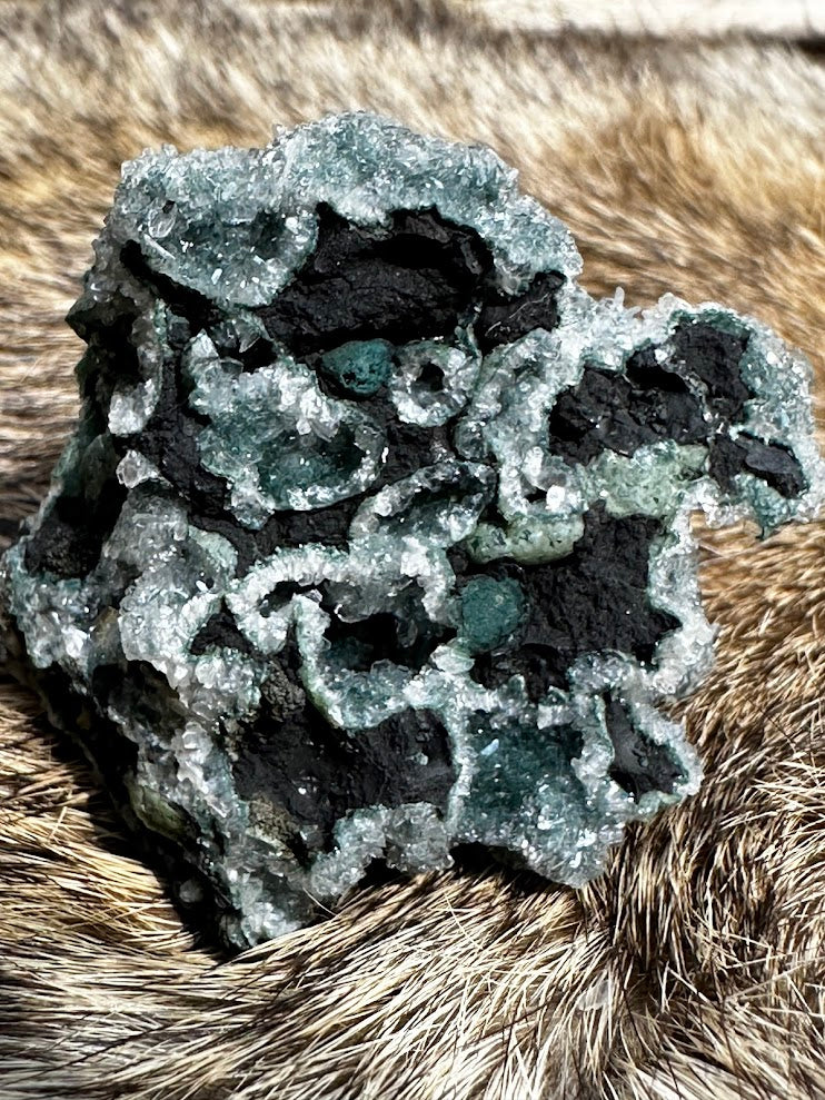 Green Drusy Heulandite Mineral Specimen