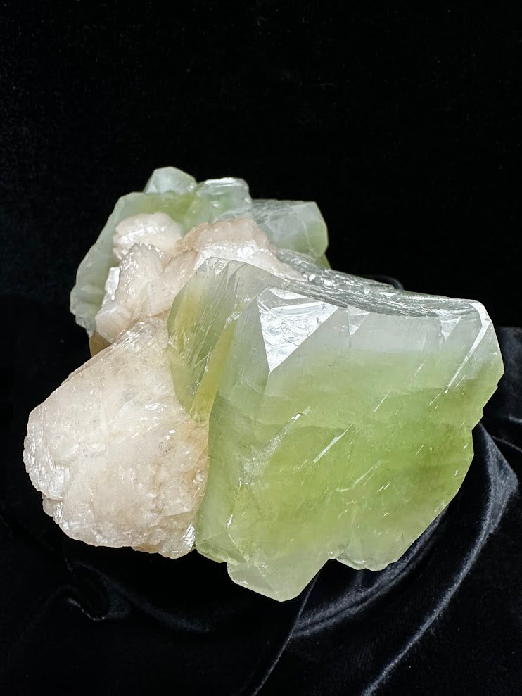 Large Cube Green Apophyllite with Stilbite