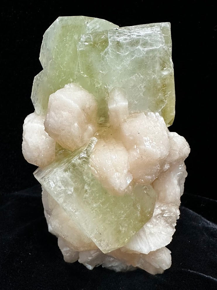 Large Cube Green Apophyllite with Stilbite