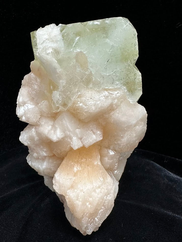 Large Cube Green Apophyllite with Stilbite
