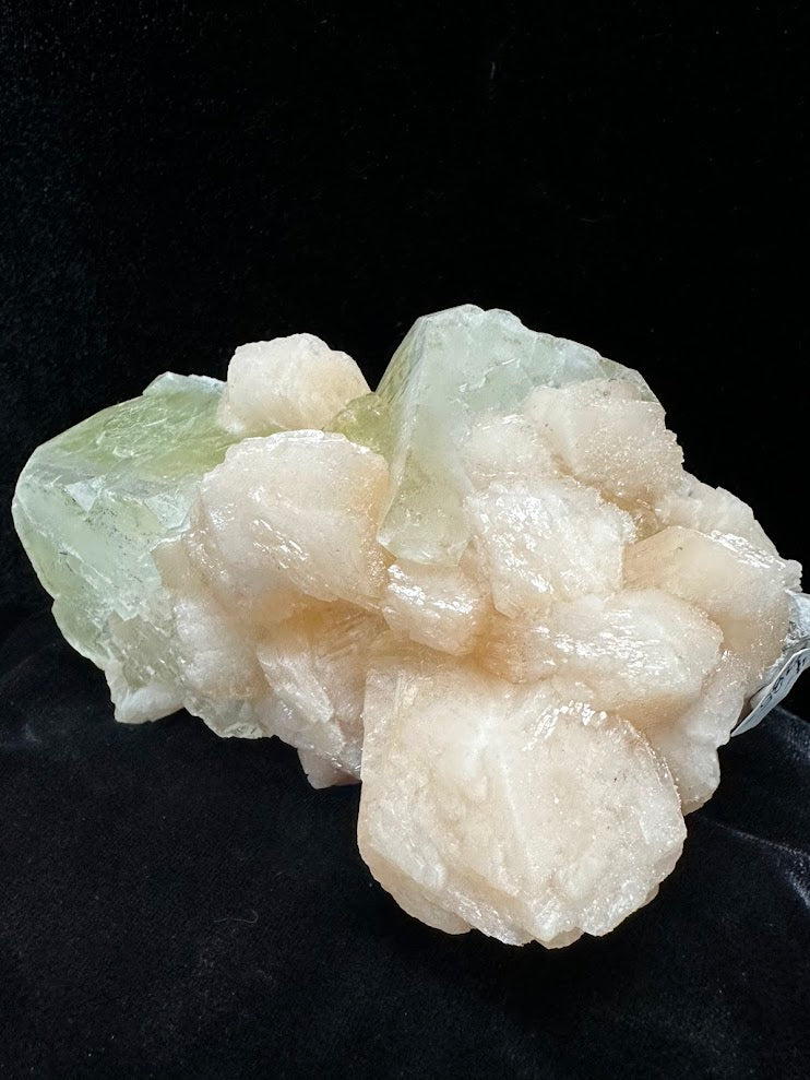 Large Cube Green Apophyllite with Stilbite