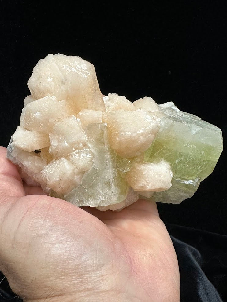 Large Cube Green Apophyllite with Stilbite