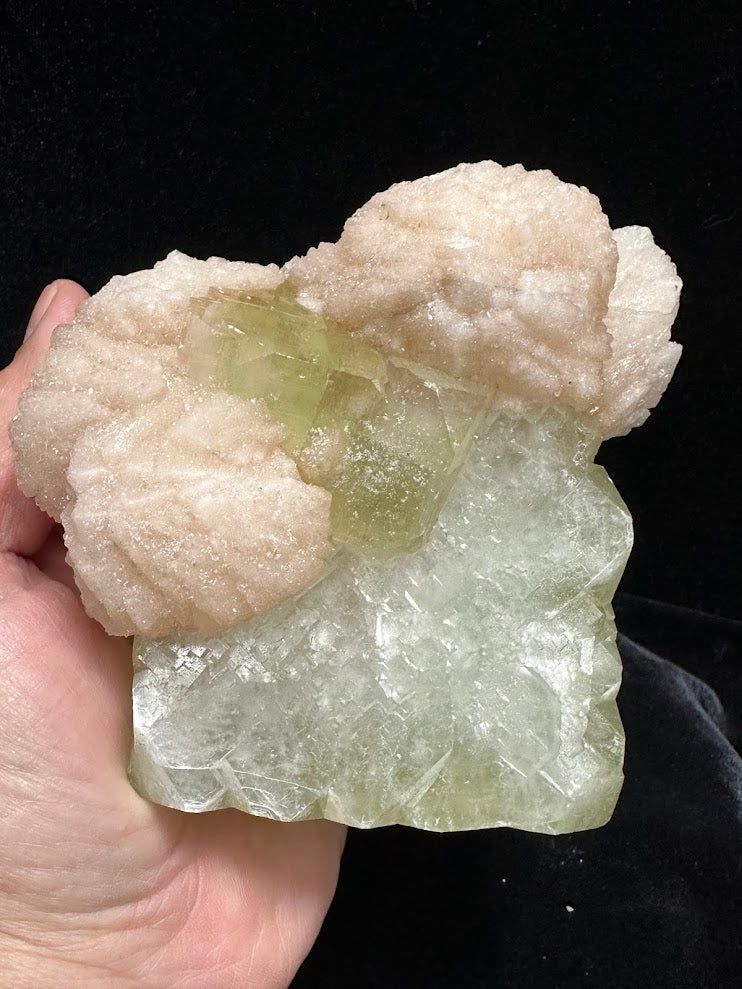 Large Cube Green Apophyllite with Stilbite