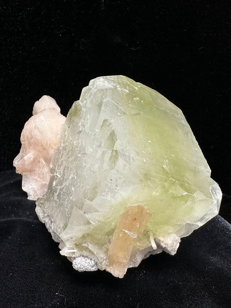 Large Cube Green Apophyllite with Stilbite