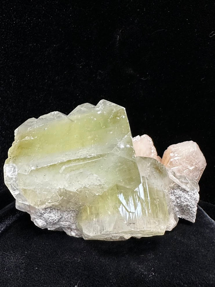 Large Cube Green Apophyllite with Stilbite