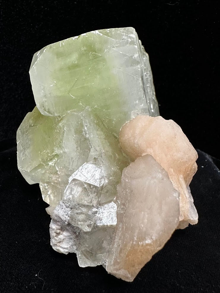 Large Cube Green Apophyllite with Stilbite
