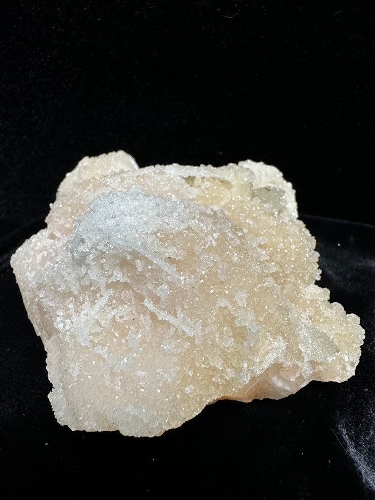 Drusy Peach Color Stilbite with Green Apophyllite Mineral Specimen
