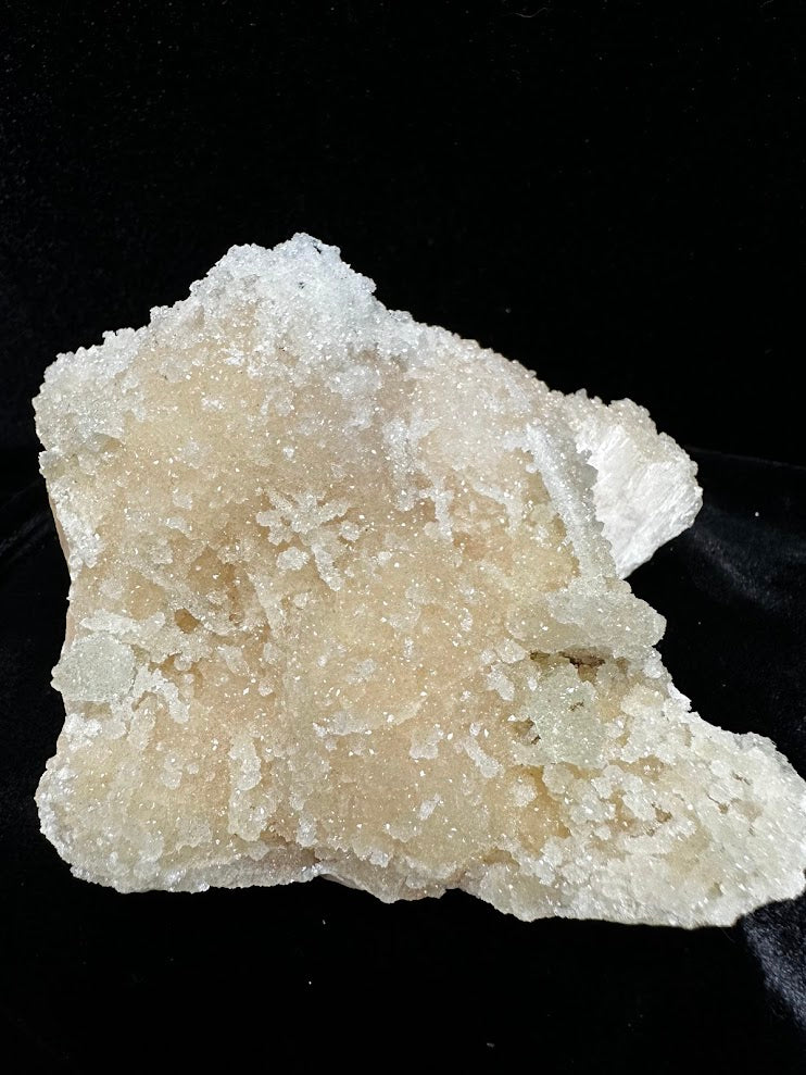 Drusy Peach Color Stilbite with Green Apophyllite Mineral Specimen