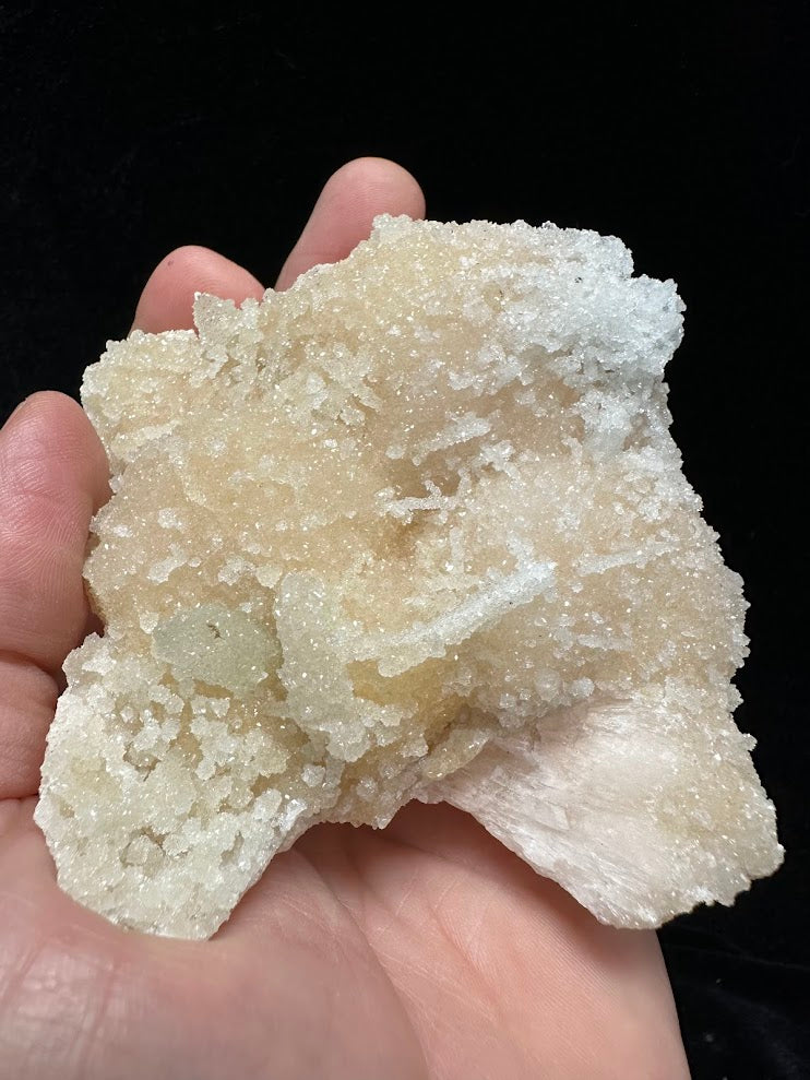 Drusy Peach Color Stilbite with Green Apophyllite Mineral Specimen