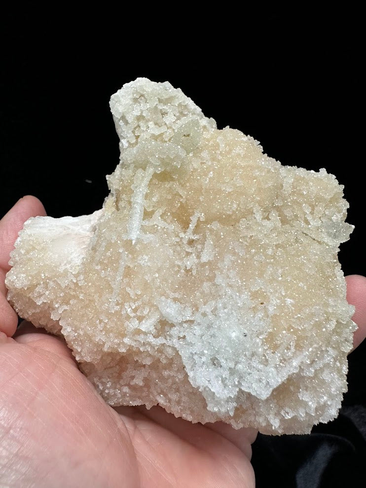 Drusy Peach Color Stilbite with Green Apophyllite Mineral Specimen