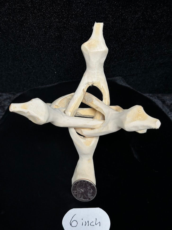 6" natural Snake Head wooden tripod display stands.