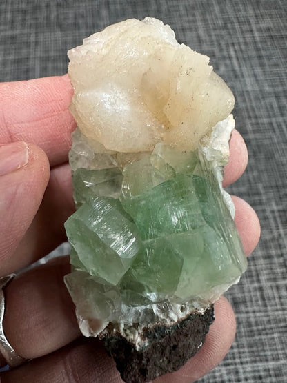 Green Apophyllite with Stilbite