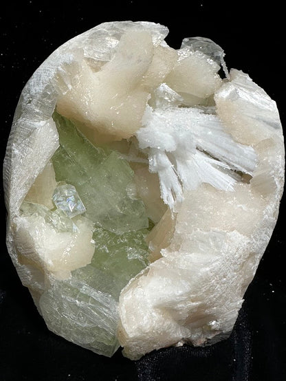 Green Apophyllite with Stilbite and Scolecite