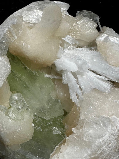 Green Apophyllite with Stilbite and Scolecite