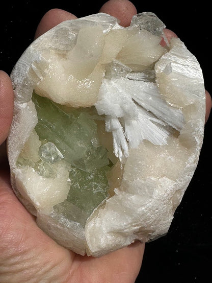 Green Apophyllite with Stilbite and Scolecite