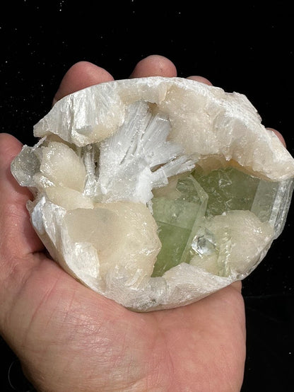 Green Apophyllite with Stilbite and Scolecite