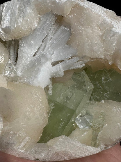 Green Apophyllite with Stilbite and Scolecite