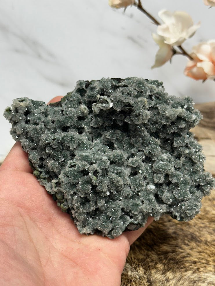 Green Drusy Heulandite Mineral Specimen