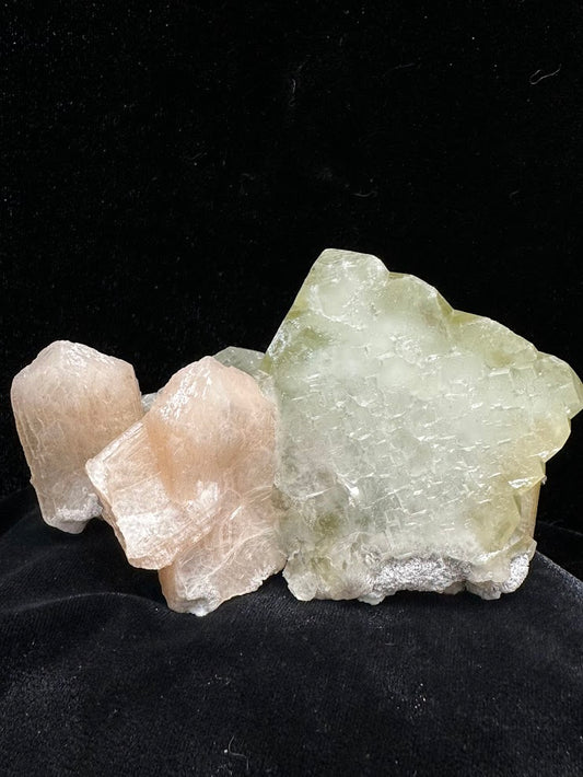 Large Cube Green Apophyllite with Stilbite