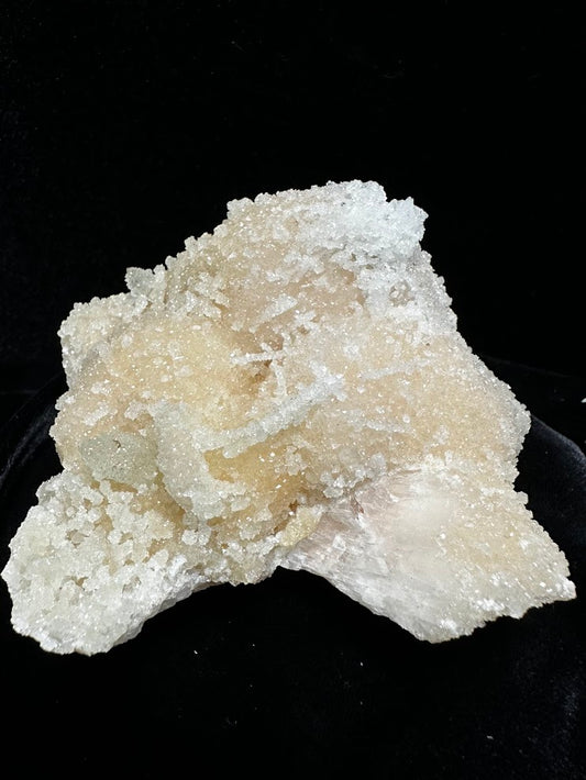 Drusy Peach Color Stilbite with Green Apophyllite Mineral Specimen