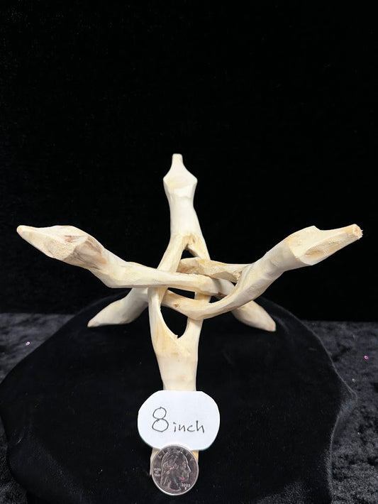 8" natural Snake Head wooden tripod display stands.