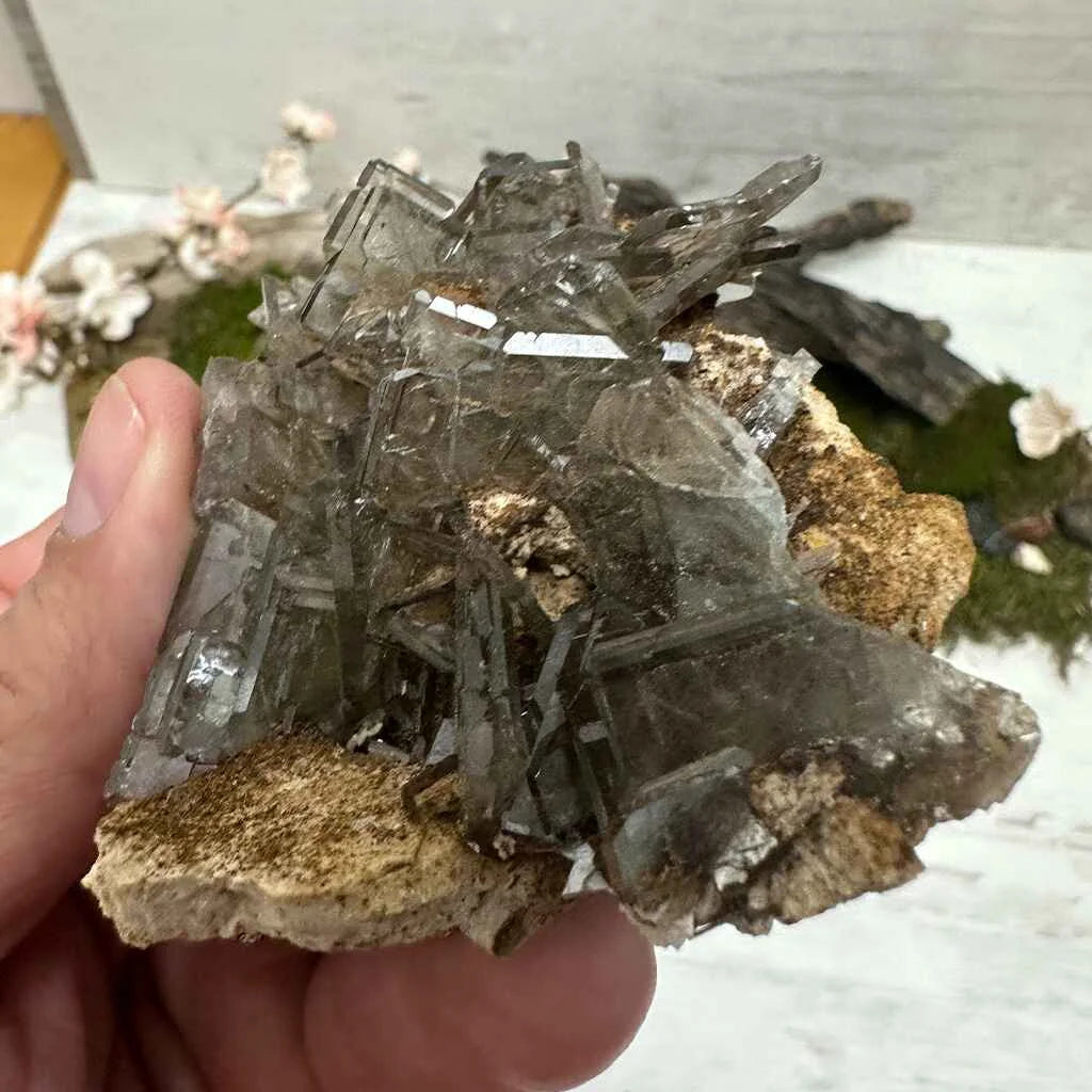 4" Large Smokey Barite On Matrix A